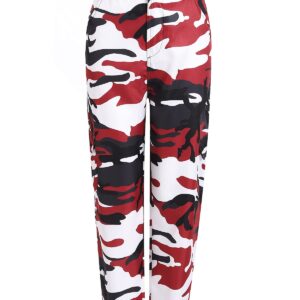 Womens Camo Cargo Pants High Waisted Slim Fit Camouflage Jogger Leggings Outdoor Casual Harem Pants Trousers Jeans