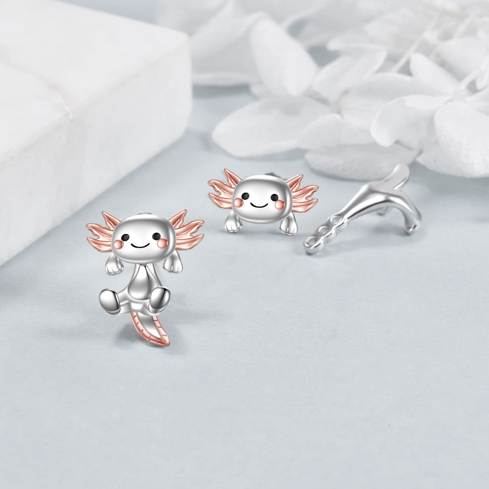 VONALA Axolotl Earrings for Women 925 Sterling Silver Axolotl Jewelry Axolotl Stud Earrings Fun Cute Animal Earrings Gifts Birthday Hypoallergenic