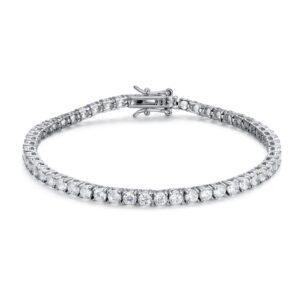 hukkun tennis bracelet for women sterling silver 7inches 4mm round cut cubic zirconia bracelets cz bracelet jewelry gift for wife mother