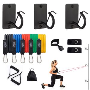 Workout Wall Mount Anchors Resistance Bands Set, Exercise Equipment Resistance Training Kit Home Gym Trainer for Suspension Strength Training Yoga Stretching Physical Therapy