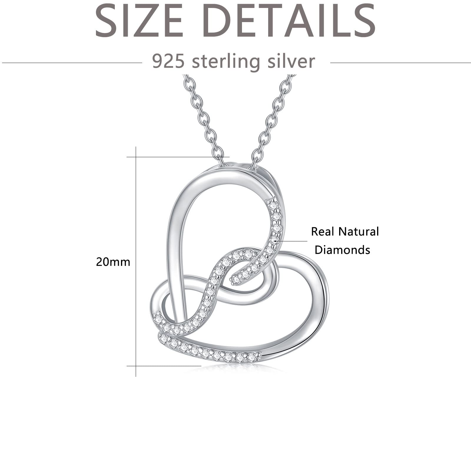 CTIEIP 0.15 cttw Natural Diamond Heart Pendant Necklace for Women Sterling Silver Real Diamond Necklace Jewelry Gift for Her