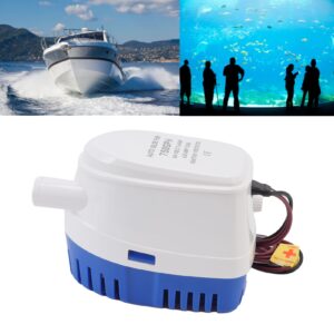 Bilge Pump, Bilge Pumps for Boats, Auto Bilge Pump Impact Resistance Mini Multifunctional DC Submersible Pump with Float Switch (24V)