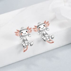 VONALA Axolotl Earrings for Women 925 Sterling Silver Axolotl Jewelry Axolotl Stud Earrings Fun Cute Animal Earrings Gifts Birthday Hypoallergenic