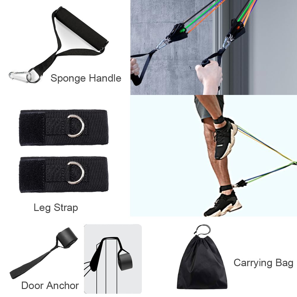 Workout Wall Mount Anchors Resistance Bands Set, Exercise Equipment Resistance Training Kit Home Gym Trainer for Suspension Strength Training Yoga Stretching Physical Therapy