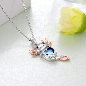 Peireara Axolotl Necklace for Women 925 Sterling Silver Axolotl Pendant Necklace Ctue Animal Axolotl Jewelry Gift for Women Mother