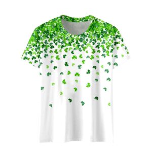 CGGMVCG St Patricks Day Shirts for Women Fashion Casual Top Shirt Short Sleeve Round Neck Green Tops for Women St Patricks (White, XX-Large)