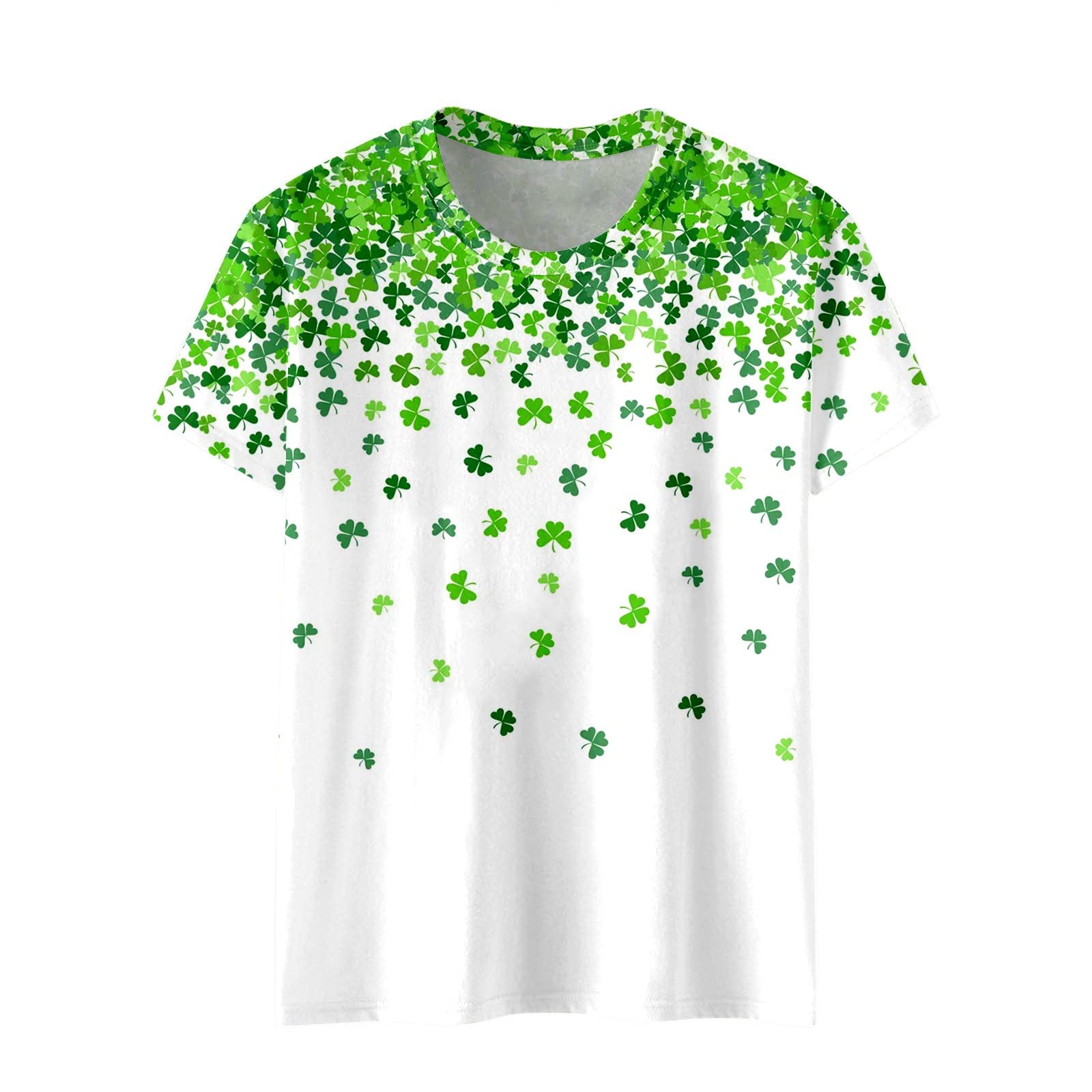 CGGMVCG St Patricks Day Shirts for Women Fashion Casual Top Shirt Short Sleeve Round Neck Green Tops for Women St Patricks (White, XX-Large)