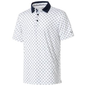 men's performance dry fit golf shirt, quick-dry short sleeve polo, moisture wicking navy/white l