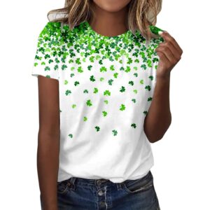 cggmvcg st patricks day shirts for women fashion casual top shirt short sleeve round neck green tops for women st patricks (white, xx-large)