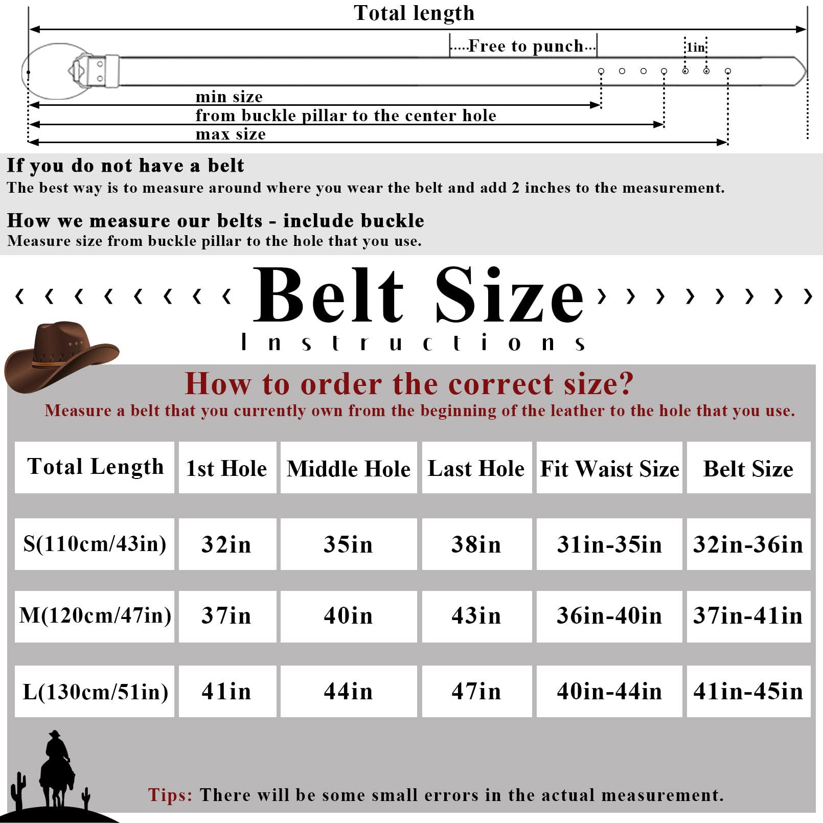 RechicGu Mens Western Leather Buckle Belt, Bull Head Engraved Brown Cowboy Concho Belts With Long Horn Bull Buckles, 1-1/2 Inch Wide S Silver