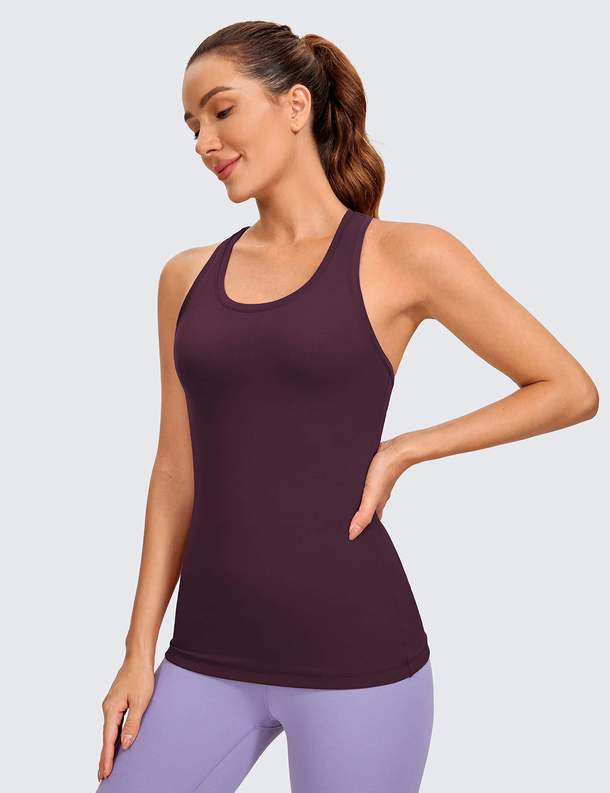 CRZ YOGA Women's Butterluxe Workout Tank Tops Racerback Tank Yoga Sleeveless Top Camisole Athletic Gym Shirt Deep Purple Medium