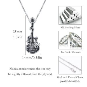 XIXLES Guitar Urn Necklace For Ashes 925 Sterling Silver Musical Guitar Memorial Pendants Necklace,Guitar Cremation Keepsake Jewelry For Men Women Guitarist