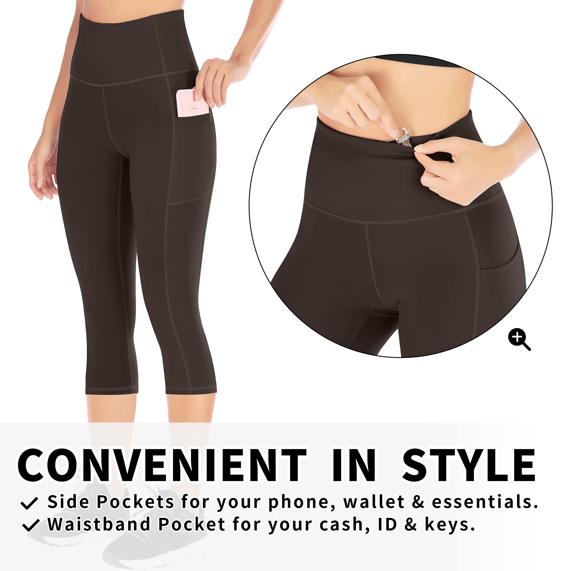 Ewedoos Womens Yoga Pants with Pockets Capri Leggings for Women Tummy Control Workout Leggings Compression Capris Pants