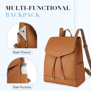 Missnine Small Backpack Purse for Women Fashion PU Leather Backpack Purse Ladies Travel Bag Casual Daypack Brown