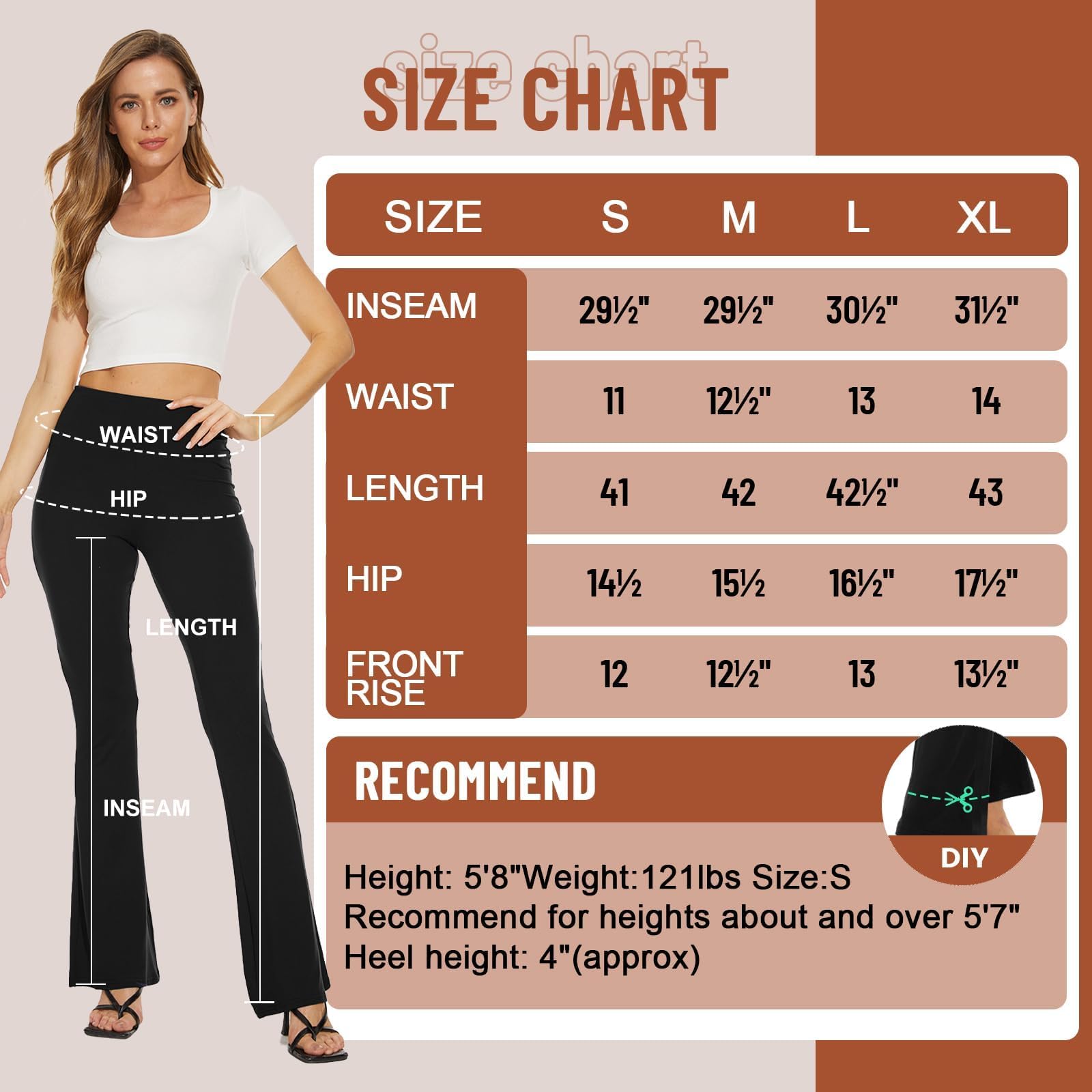 TNNZEET Women’s Flare Yoga Pants with Pockets, High Waisted Workout Black Bootcut Leggings