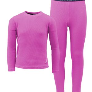 Nautica Girls' 2-Piece Shirt & Pants Base Layer Long Johns Waffle Thermal Underwear Set (Purple, 14/16)