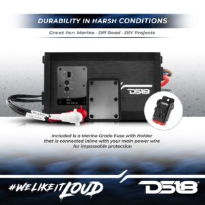 DS18 NXL-X360.2D 2 Channel Marine Waterproof Amplifier - Class D Full-Range 180 x 2 Watts @ 4-Ohm 1000 Watts Peak - Great for Boats, Motorsports, Motorcycles, and All Elements Applications