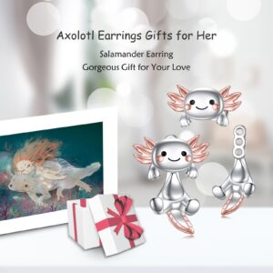 VONALA Axolotl Earrings for Women 925 Sterling Silver Axolotl Jewelry Axolotl Stud Earrings Fun Cute Animal Earrings Gifts Birthday Hypoallergenic