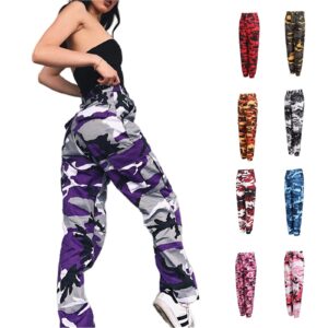 womens camo cargo pants high waisted slim fit camouflage jogger leggings outdoor casual harem pants trousers jeans