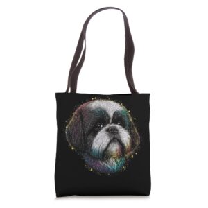 cute shih tzu lover colorful art men women dog mom dog dad tote bag