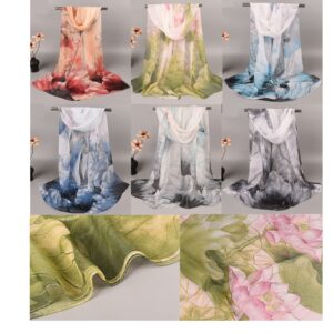 Sureio 6 Pcs Scarves for Women Lightweight Summer Floral Print Pattern Scarf for Women Dressy Long Thin Scarf Shawl(Light Style)