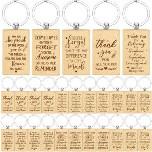 Chunful Graduation Thank You Keychains Bulk Wooden Thank Teacher Employee Keychains Inspirational Appreciation Gifts(50 Pcs)