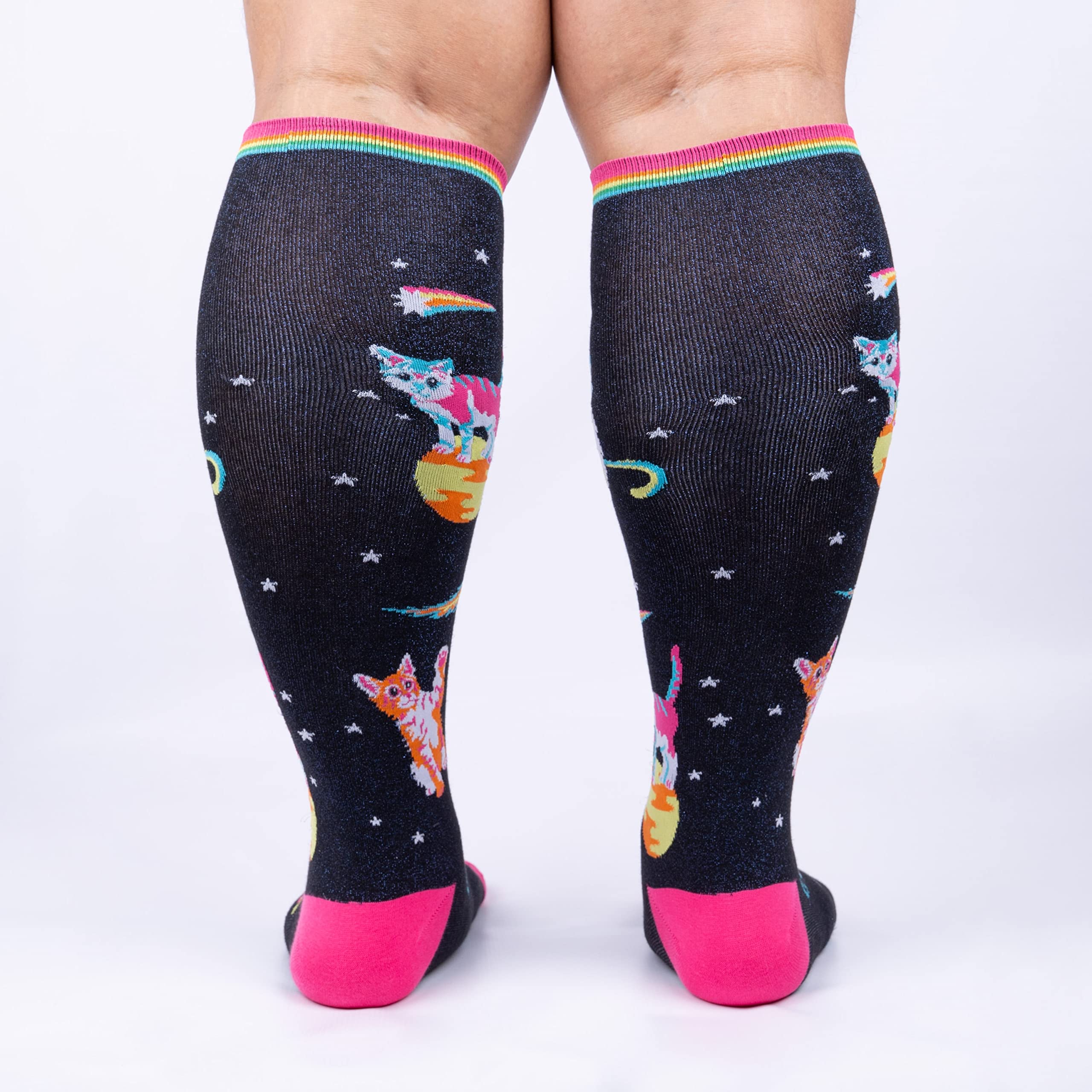 Sock It To Me Unisex Space Cats Wide Calf Stretch Socks