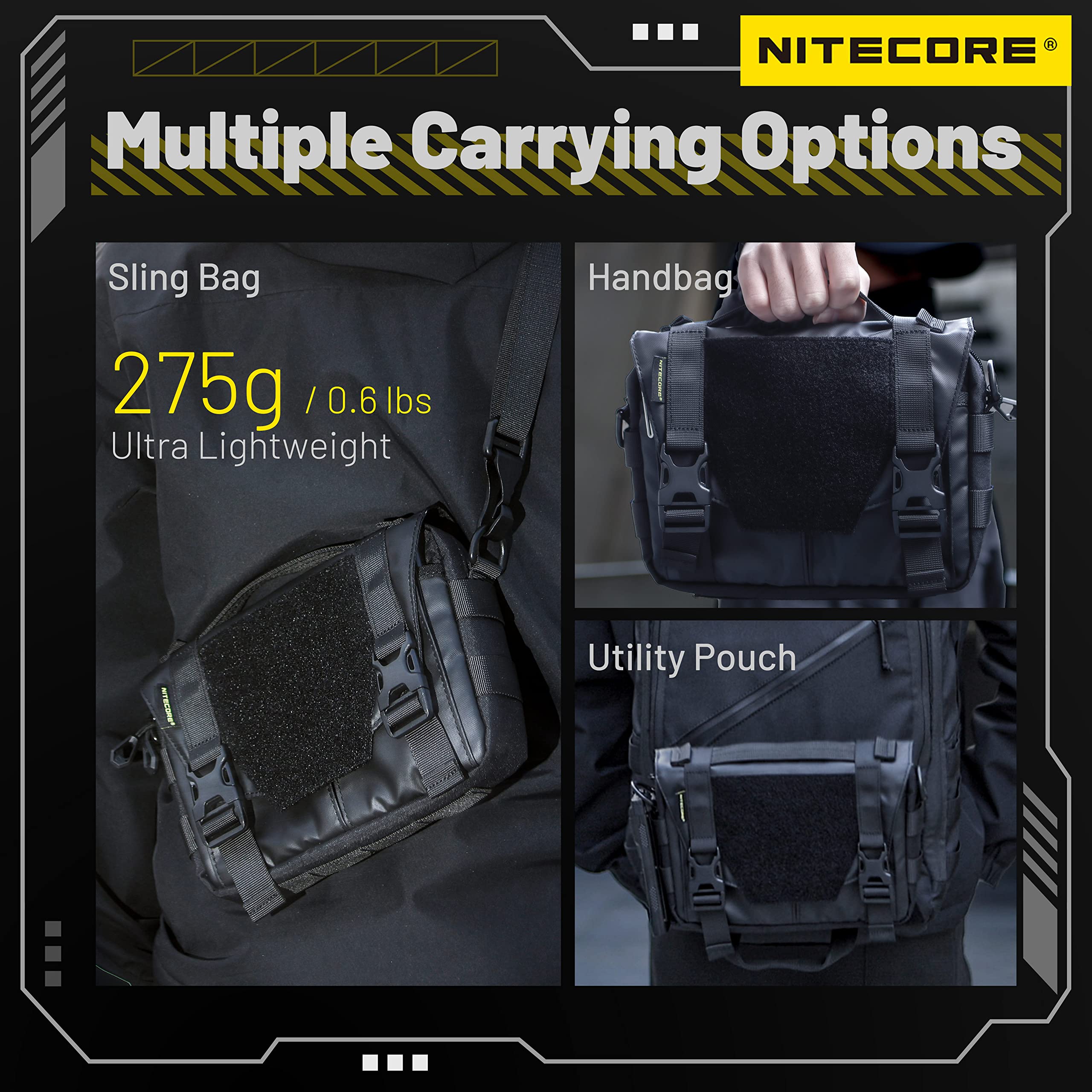 Nitecore SLB05 Modular Commuting Sling Bag Crossbody Shoulder Bag Patch