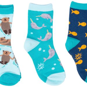 Sock It To Me Girls Otter Narwal Fish Socks (3-Pack)