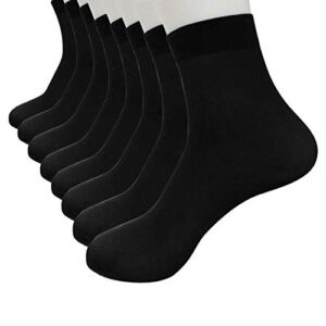 4 Pairs Men Socks Thin Stretchy Winter Warm Business Short Ankle Sock Casual Sports Workout Crew Socks (Black, One Size)