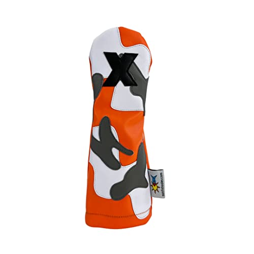 Orange Camo Sunfish Leather Golf Club Headcover 5 PC Set