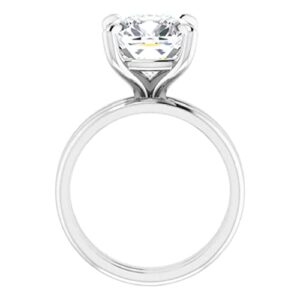 Solid Gold Engagement Ring Set for Women, Handmade 5 Carats Cushion Cut Moissanite Solitaire Ring Set Diamond Wedding Bridal Rings Anniversary Propose Gift Her, 10K/14K/18K, 925 Silver