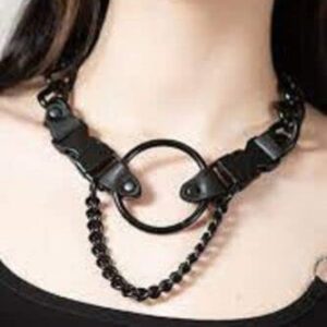 Killstar Insertion Chain Choker Chunky Black Metal Chain Necklace