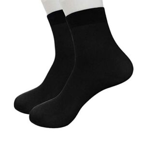 4 Pairs Men Socks Thin Stretchy Winter Warm Business Short Ankle Sock Casual Sports Workout Crew Socks (Black, One Size)