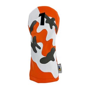 Orange Camo Sunfish Leather Golf Club Headcover 5 PC Set