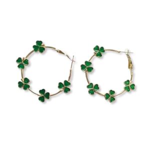 Zhang shine Green Shamrock Earrings Irish Clover Hoop Earrings St.Patrick's Day Lucky Leaf Earrings for Women St. Patrick Day Daily Wearing Parties Celebrations