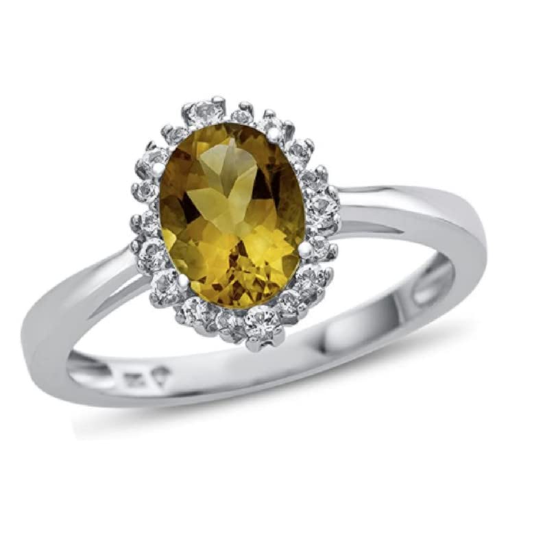 Vagmine Jewel Oval Cut Yellow Citrine Gemstone 925 Sterling Silver Women Engagement Ring Gift For Her (Sterling Silver, 9)