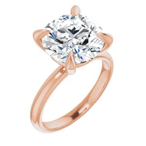 Solid Gold Engagement Ring Set for Women, Handmade 5 Carats Round Cut Moissanite Solitaire Ring Set Diamond Wedding Bridal Ring Anniversary Propose Gifts Her, 10K/14K/18K, 925 Silver