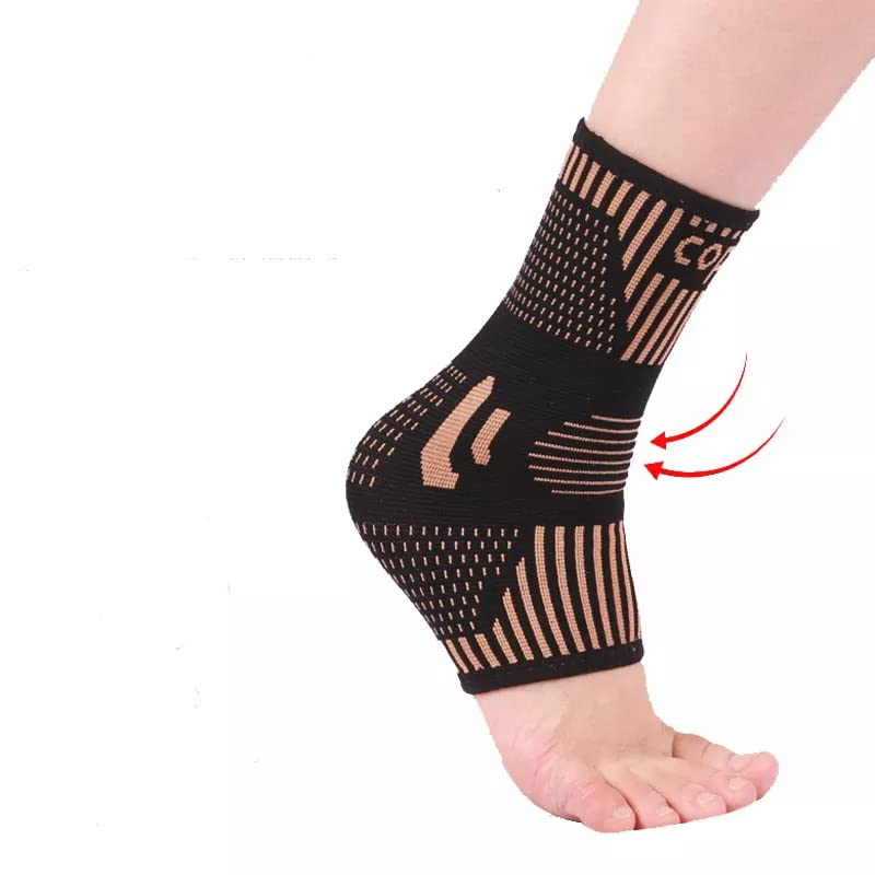 Medtherapies by Dr. Shapiro Copper Ankle Brace Support (Pair) For Men and Women, Professional Ankle Compression Support for Sprained Ankle, Heel Spur, Plantar Fasciitis, Achilles Tendonitis, and Ankle Sports Injuries (Medium)