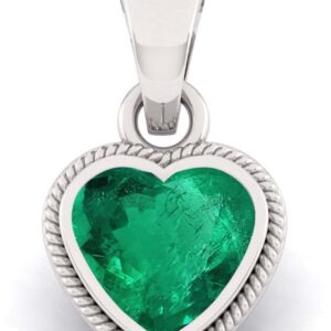 SirDaksh 3.25 Carat Natural Emerald Heart Shape Locket Necklace For Women