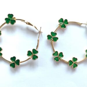 Zhang shine Green Shamrock Earrings Irish Clover Hoop Earrings St.Patrick's Day Lucky Leaf Earrings for Women St. Patrick Day Daily Wearing Parties Celebrations