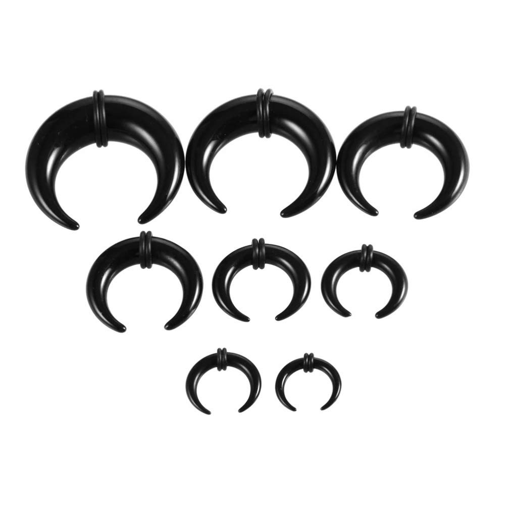 GANAZONO 8PCS Acrylic Crescent Shaped Horseshoes Taper Set Ear Stretching Kit Ear Stretcher Expander Kit Piercing Jewelry