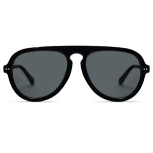 SOJOS Retro Aviator Sunglasses Womens Mens Vintage Plastic Frame Shades Lentes De Sol Para Mujer SJ2255 Black