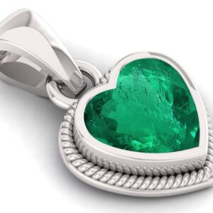 SirDaksh 3.25 Carat Natural Emerald Heart Shape Locket Necklace For Women