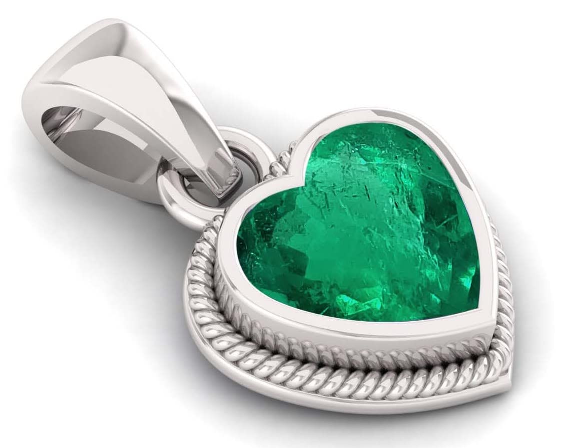 SirDaksh 3.25 Carat Natural Emerald Heart Shape Locket Necklace For Women