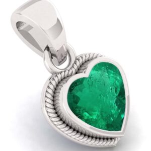 SirDaksh 3.25 Carat Natural Emerald Heart Shape Locket Necklace For Women