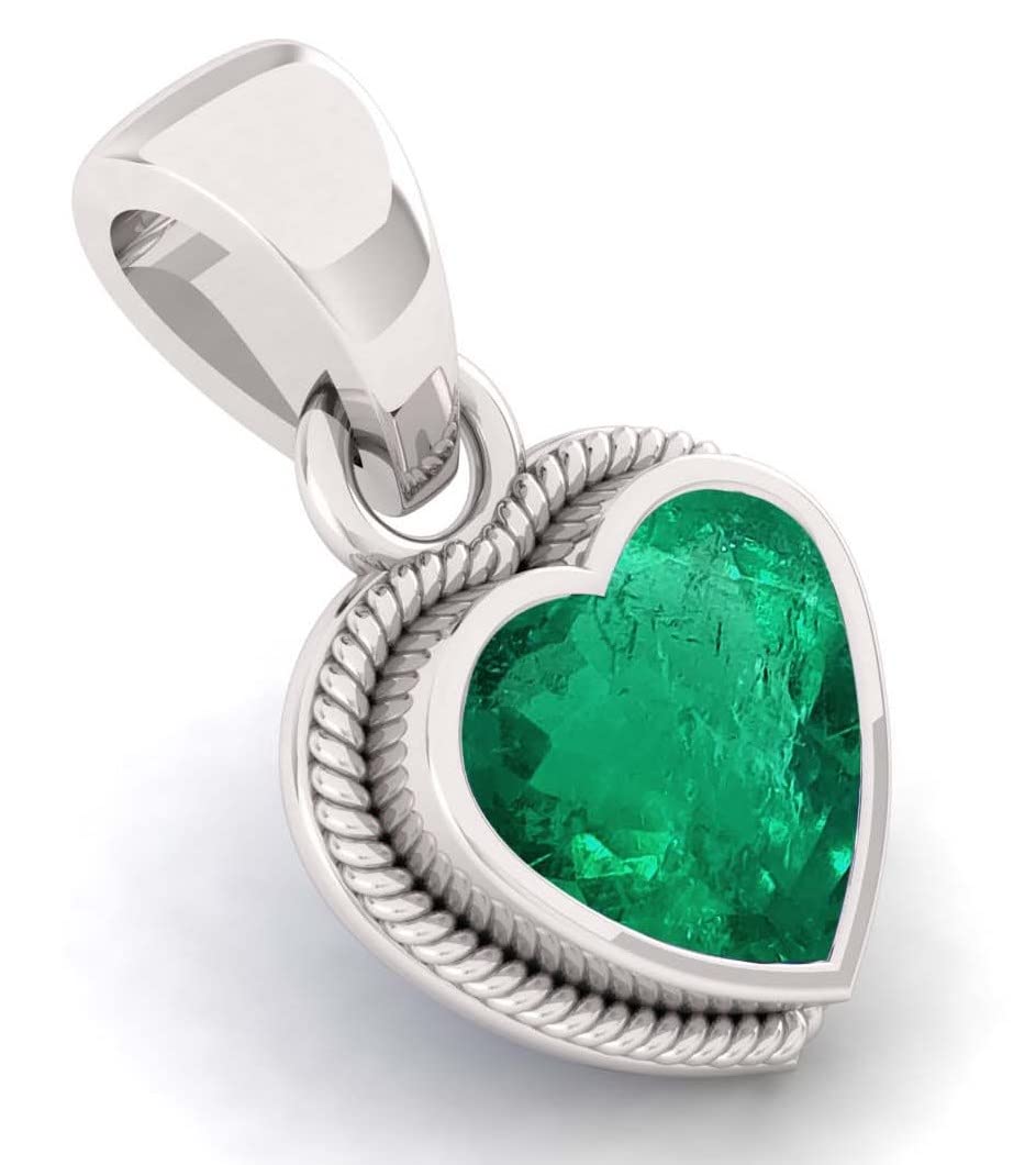 SirDaksh 3.25 Carat Natural Emerald Heart Shape Locket Necklace For Women