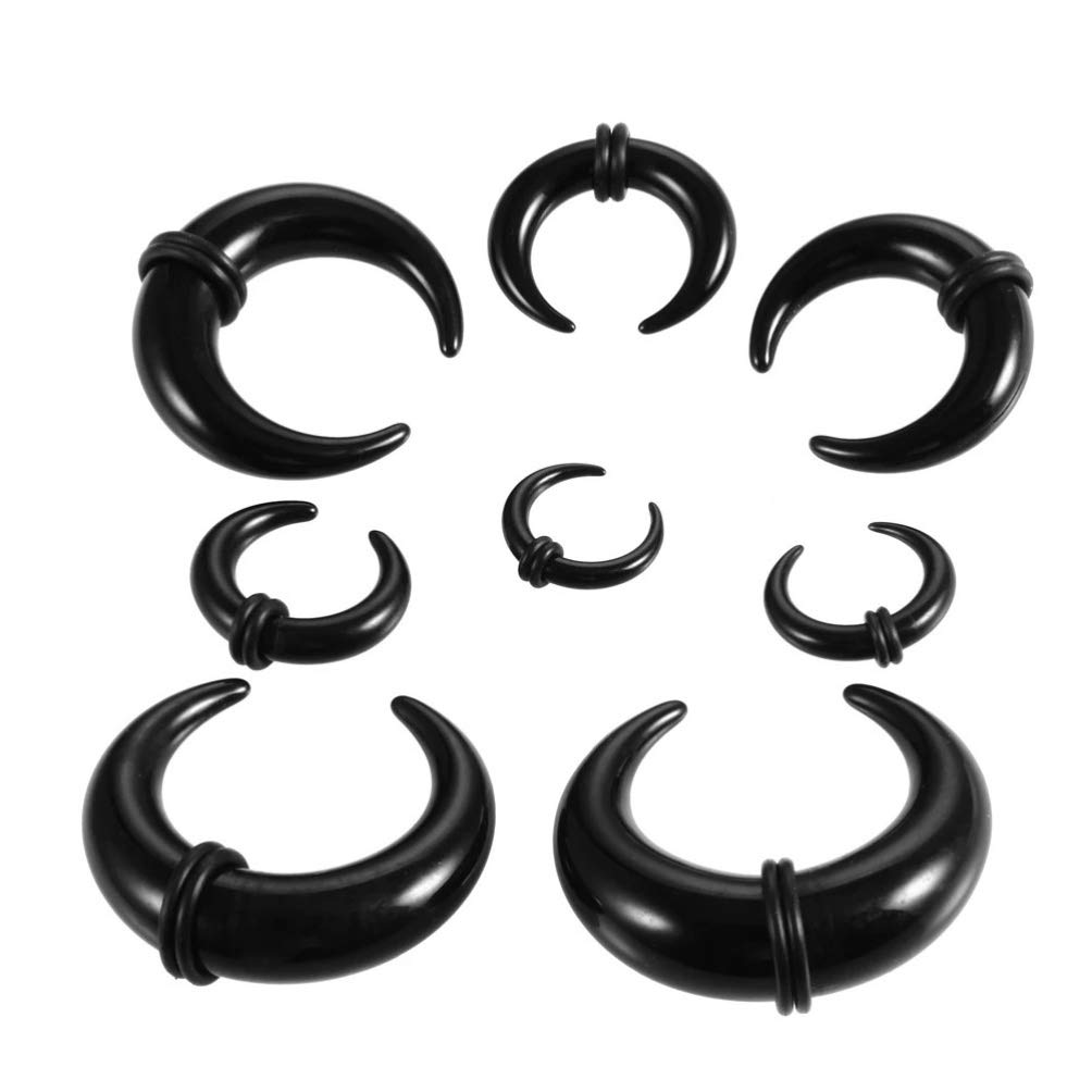 GANAZONO 8PCS Acrylic Crescent Shaped Horseshoes Taper Set Ear Stretching Kit Ear Stretcher Expander Kit Piercing Jewelry