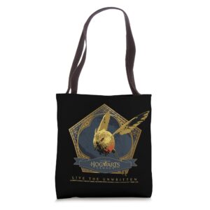 hogwarts legacy live the unwritten golden snidget logo v3 tote bag