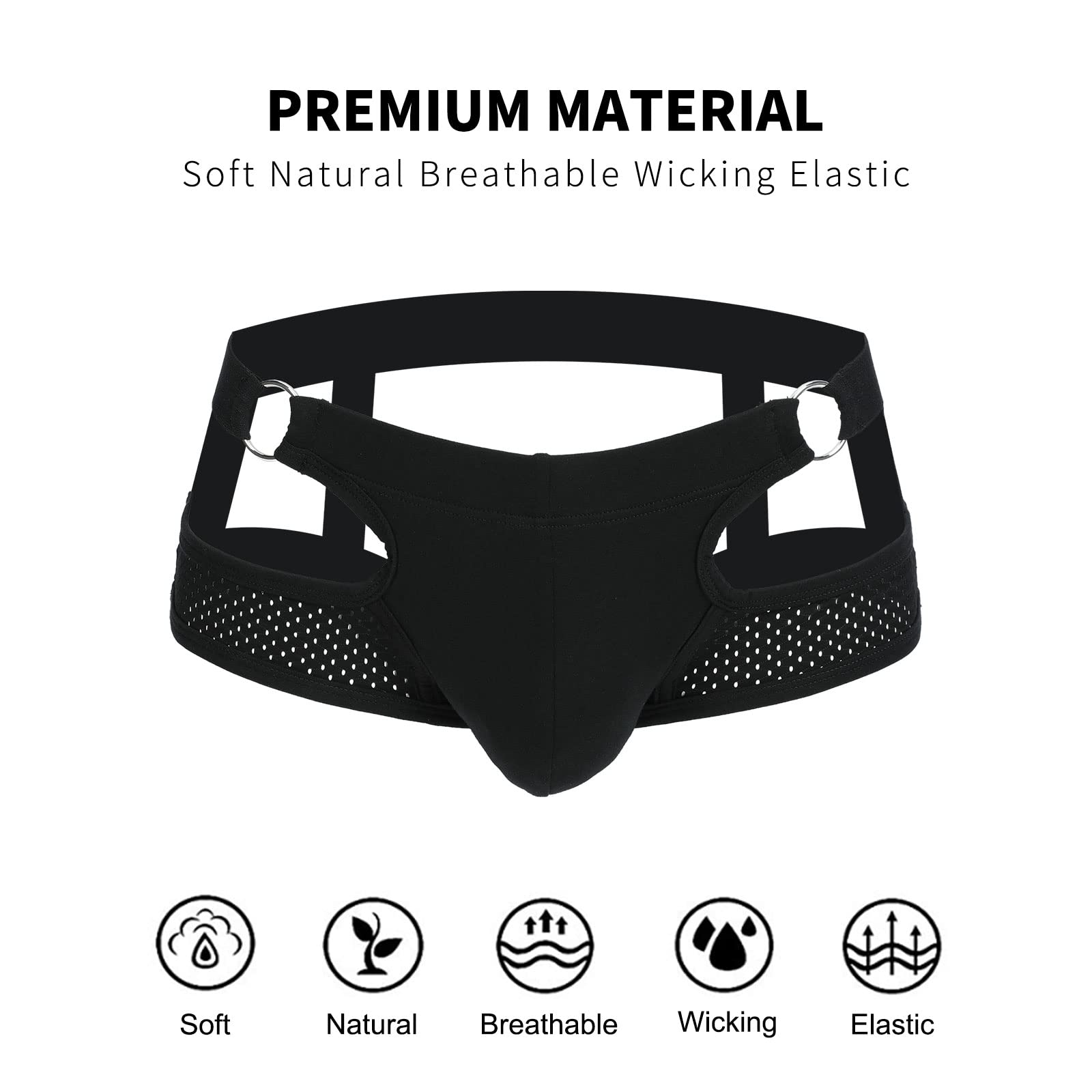 SKYSPER Men's Jock Strap Athletic Supporter For Men Sexy Jockstrap Male Underwear, SG44-Black Large